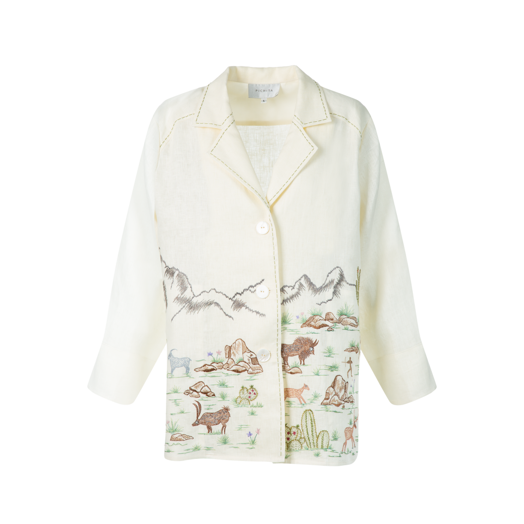 Embroidery linen Jacket