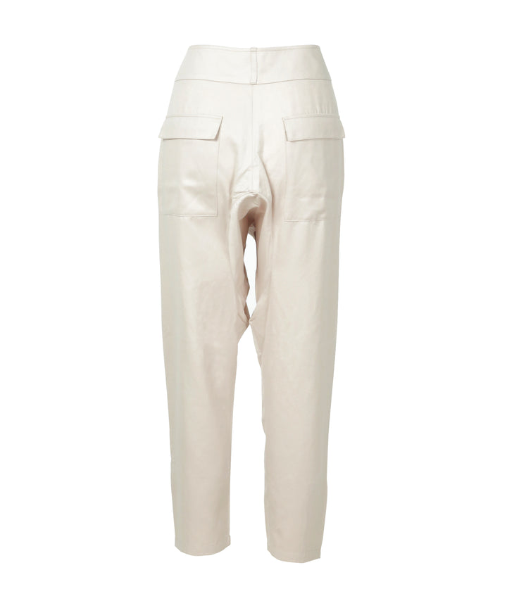 High-rise Ivory tapered ankle women's lounge pants_Back
