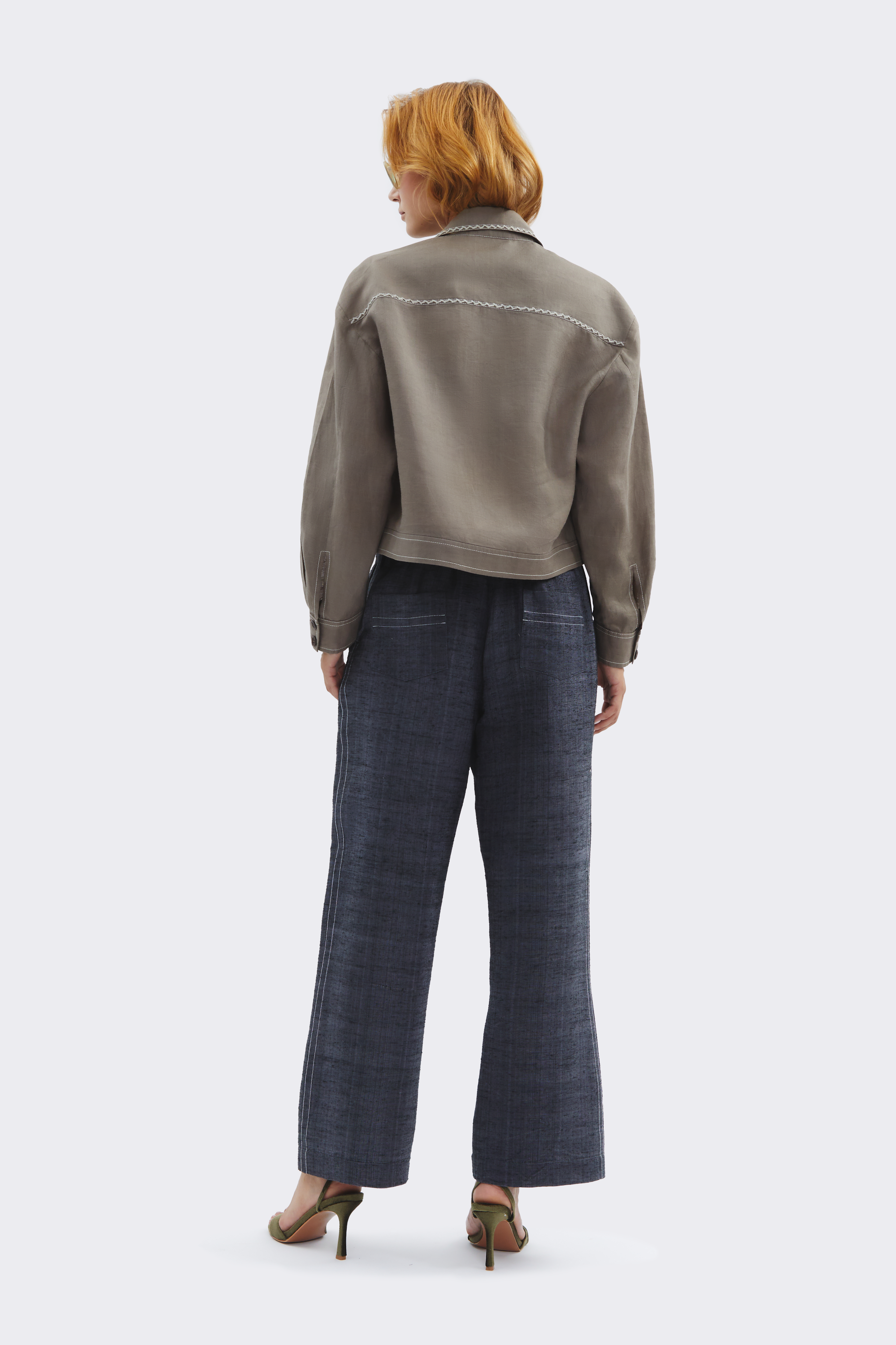 Grey Silk Crop Jacket