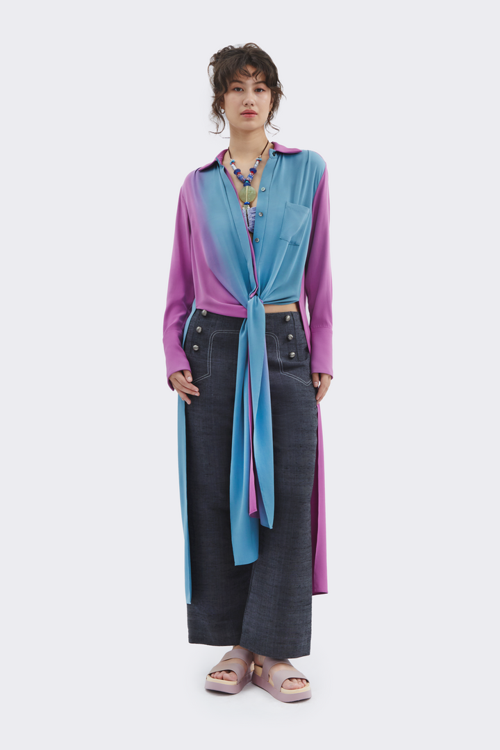Gradient Flow Shirt Dress