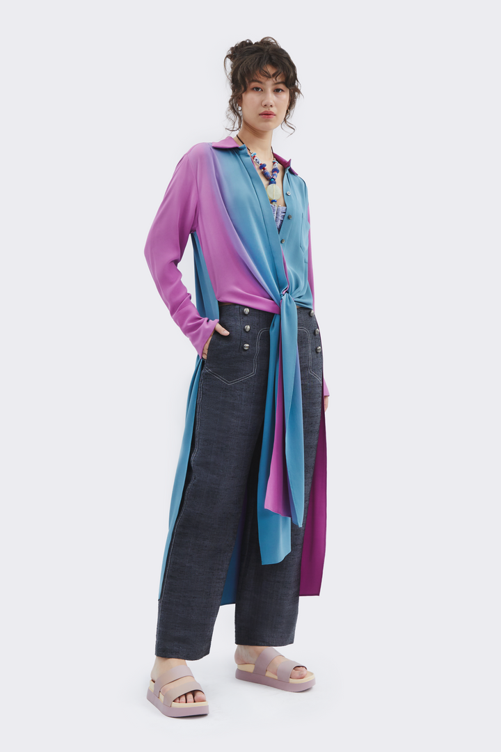 Gradient Flow Shirt Dress