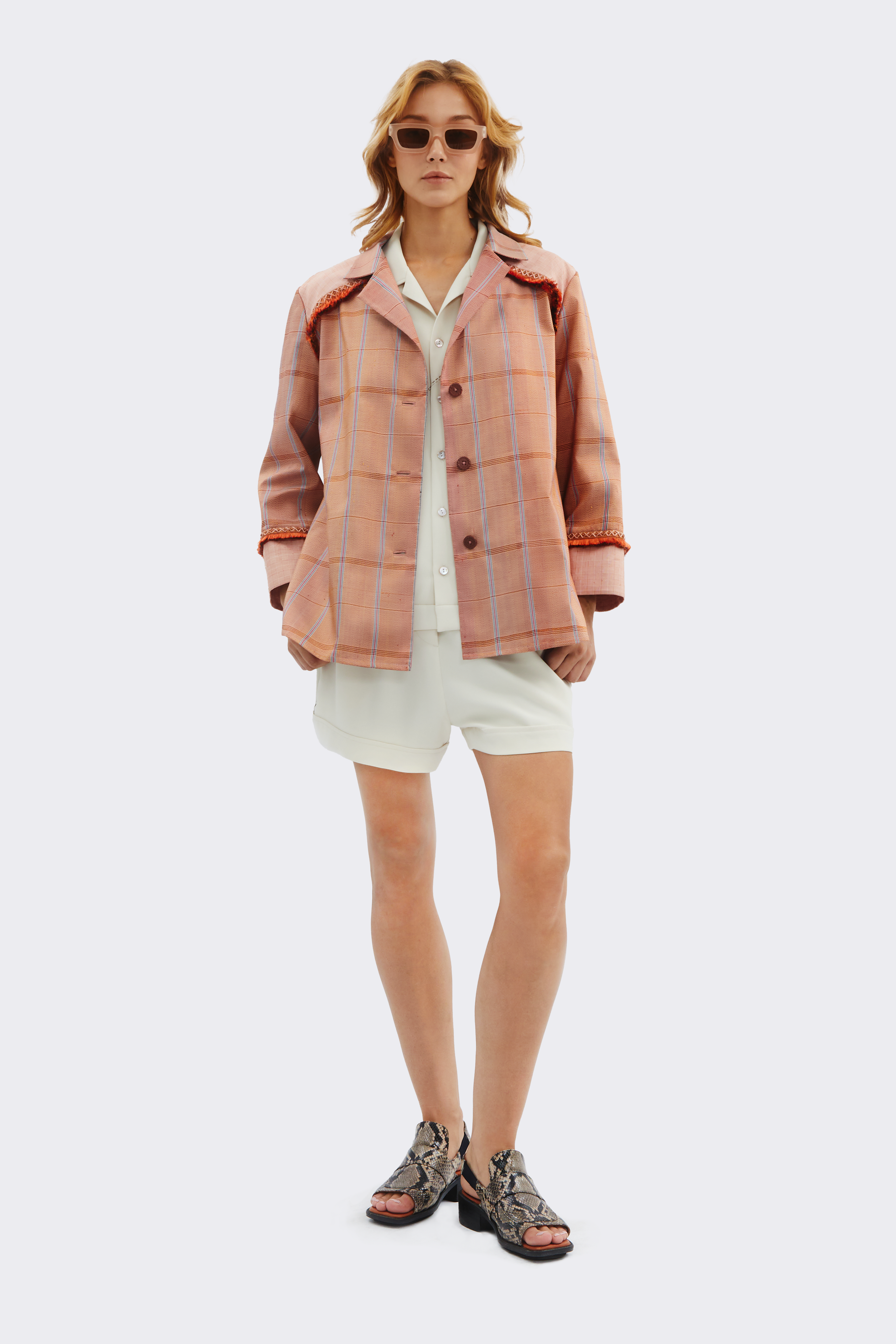 Orange Silk Plaid Jacket