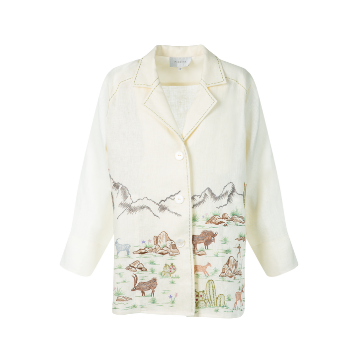 Embroidery linen Jacket