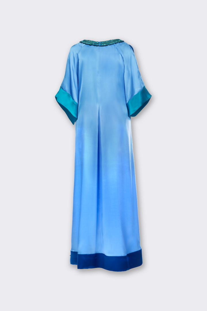 Ocean Blue Long Silk Dress