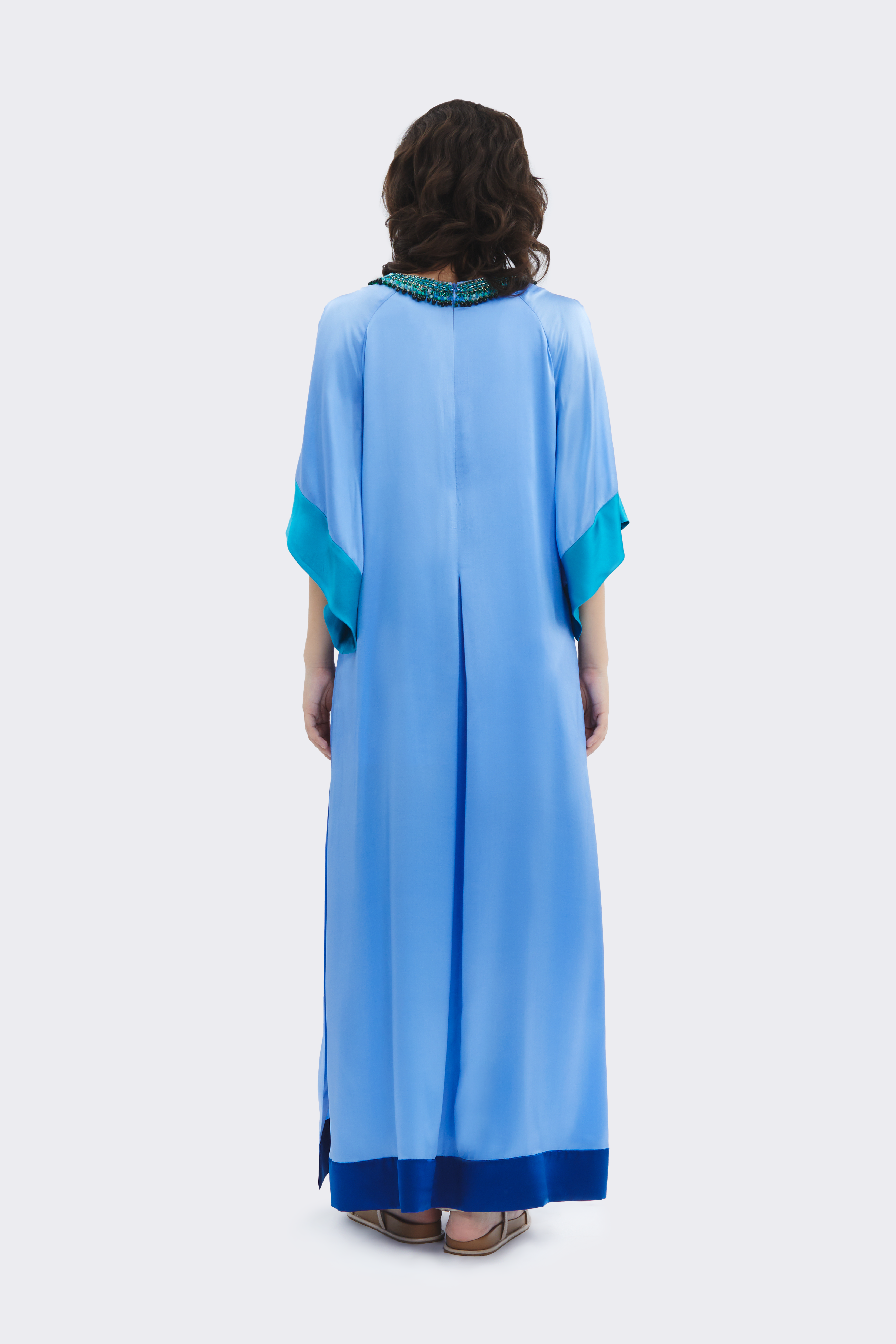 Ocean Blue Long Silk Dress