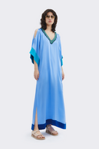 Ocean Blue Long Silk Dress