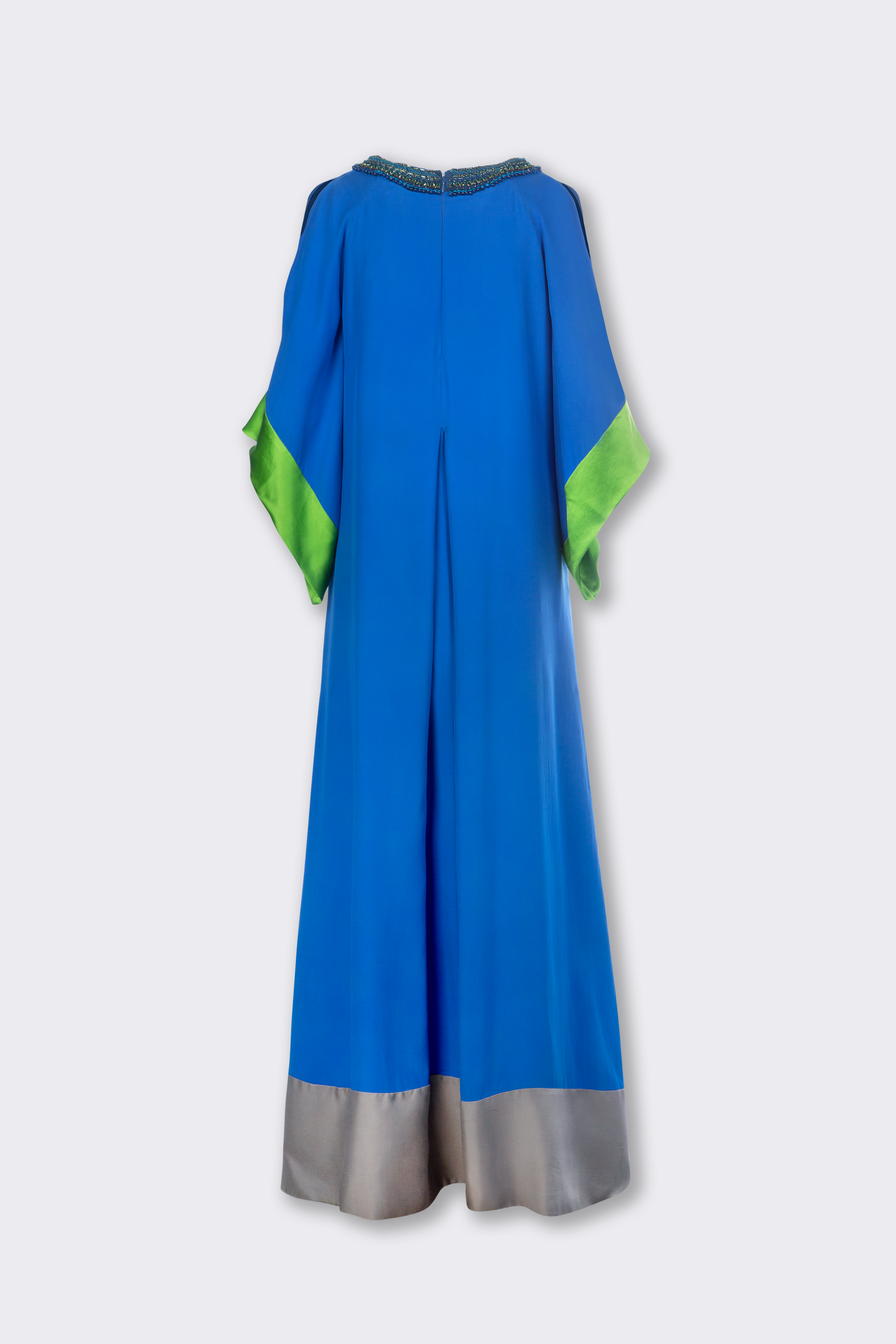 Navy V-Neck Silk Dress