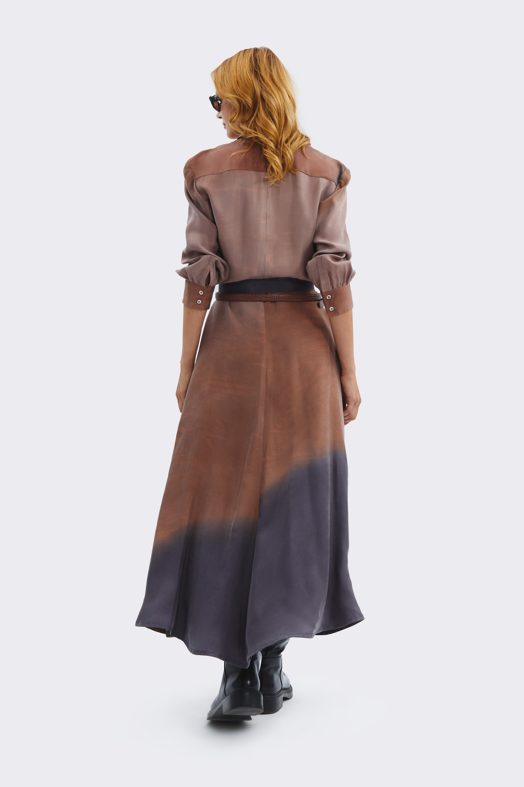 Rust Silk Shirt Dress