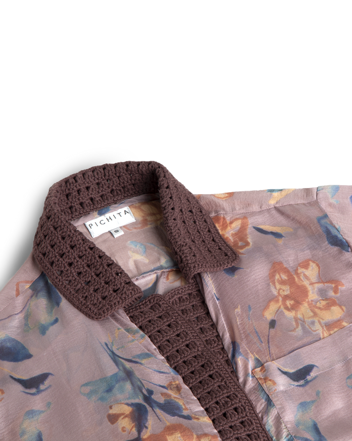 Crochet Collared Silk Shirt