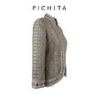 Luxury Embroidered Mandarin Collar Jacket with Beaded Embellishments.