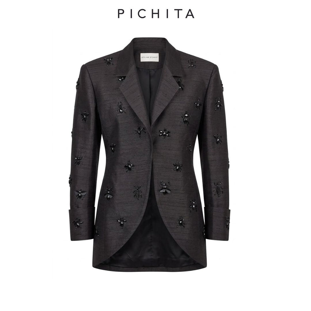 The Onyx Scarab Silk Blazer