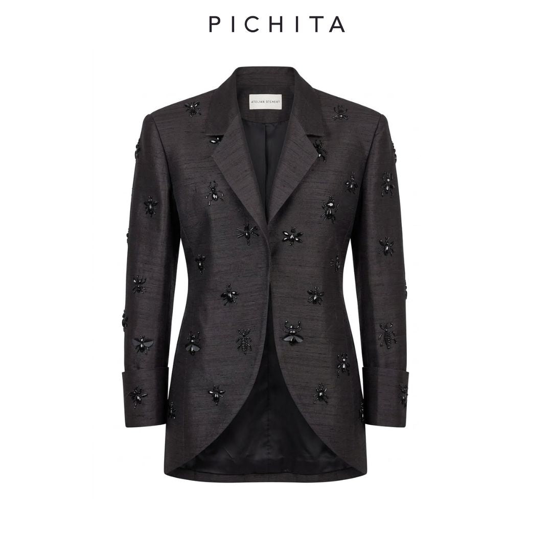 The Onyx Scarab Silk Blazer