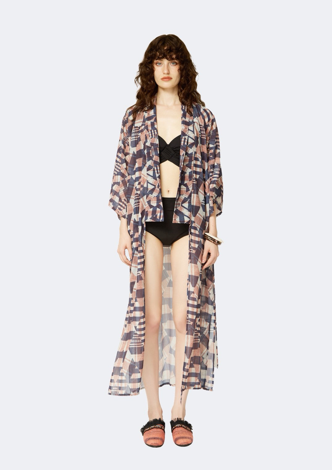 Printed Chiffon Long Kimono