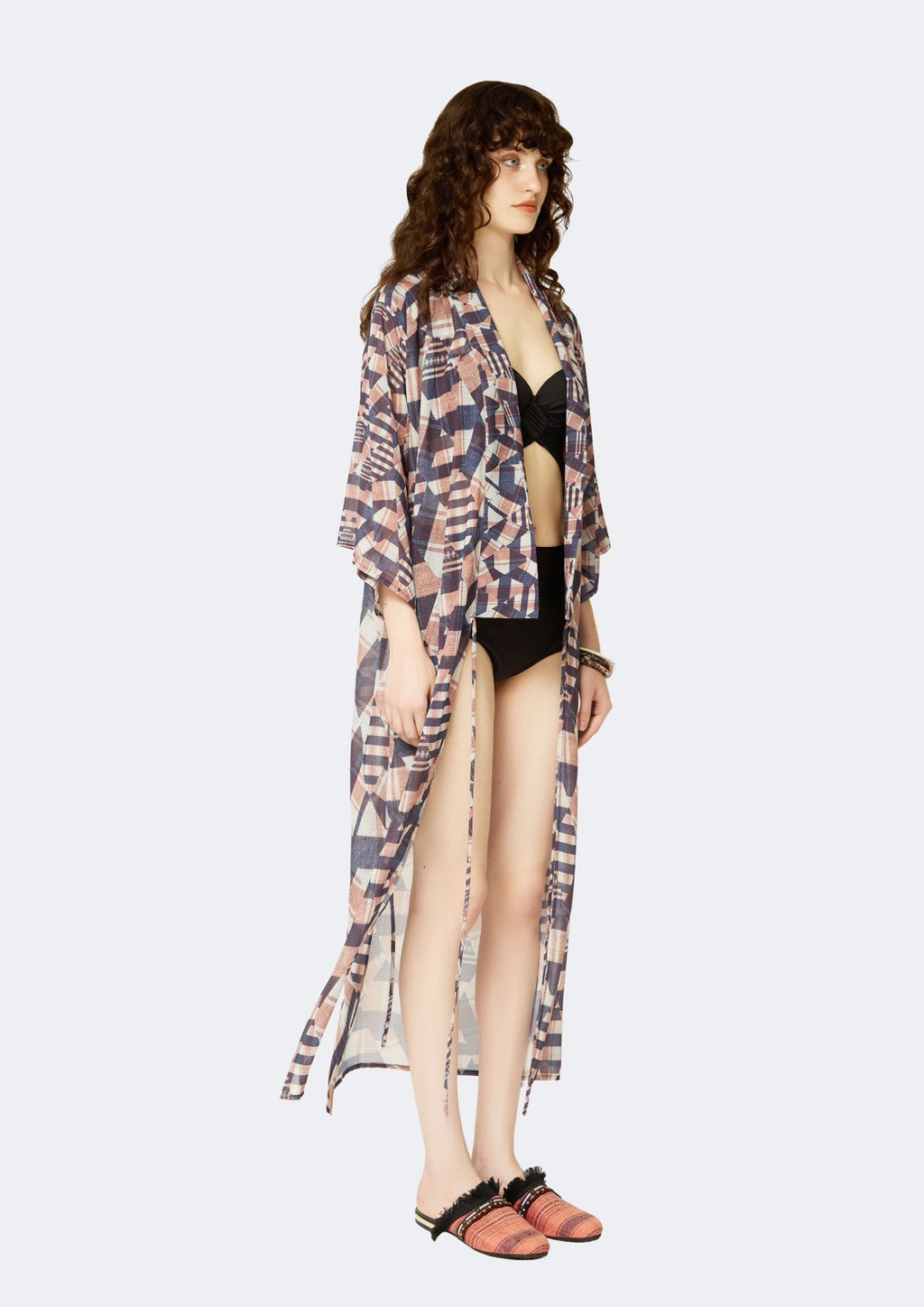 Printed Chiffon Long Kimono