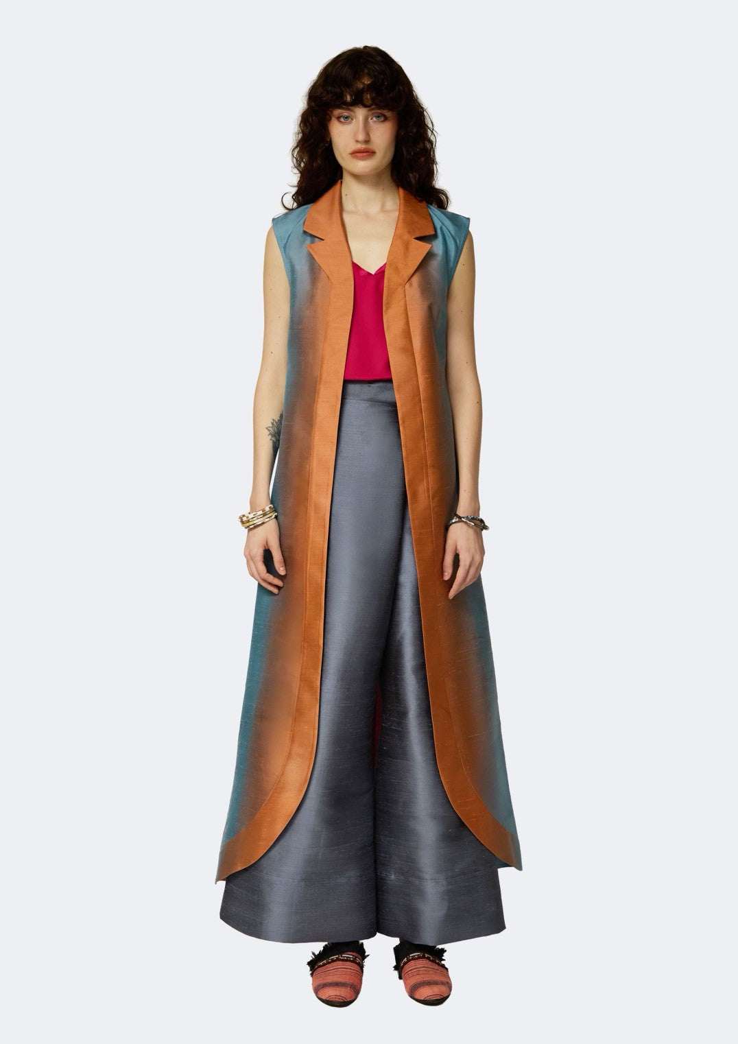 Terra Duster Ombre Sleeveless Thai Silk Coat