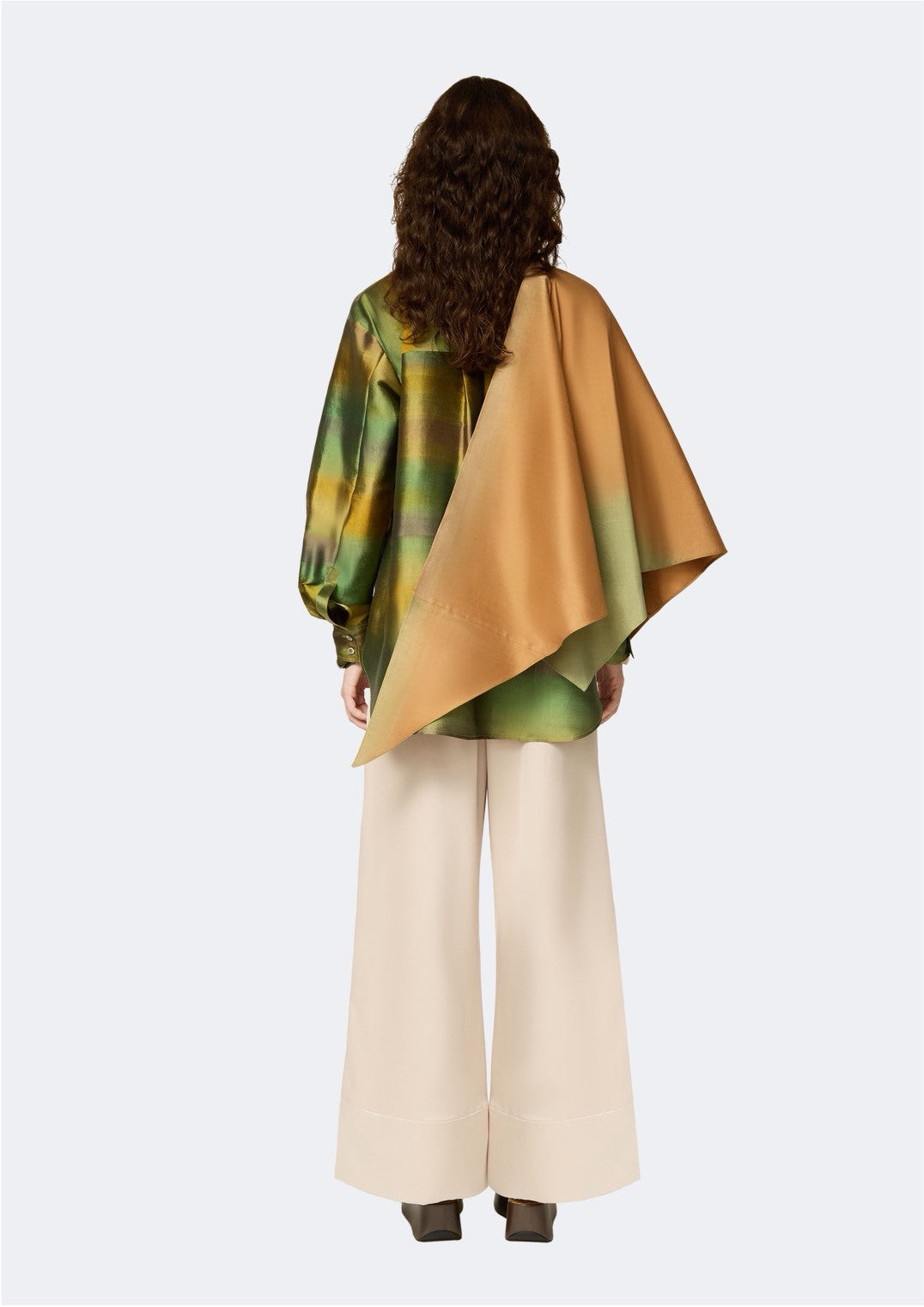 Verdant Ombre Thai Silk Sleeveless Long Coat