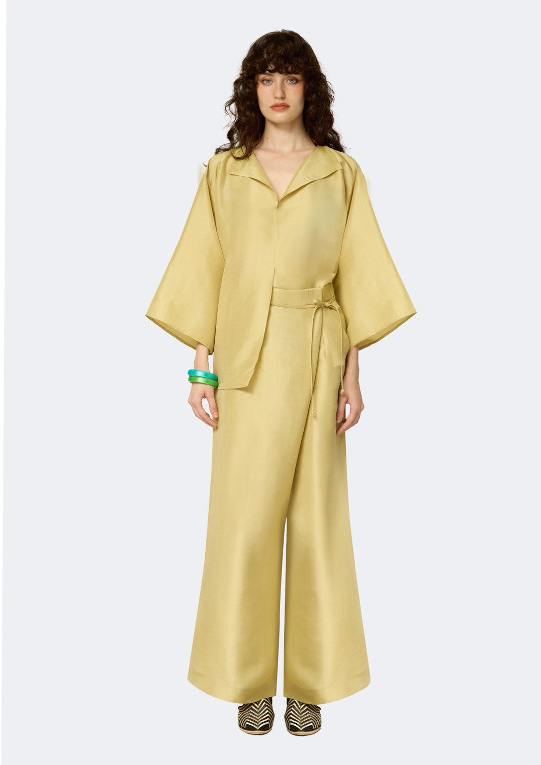 Lemon-Hued Thai Silk Blouse