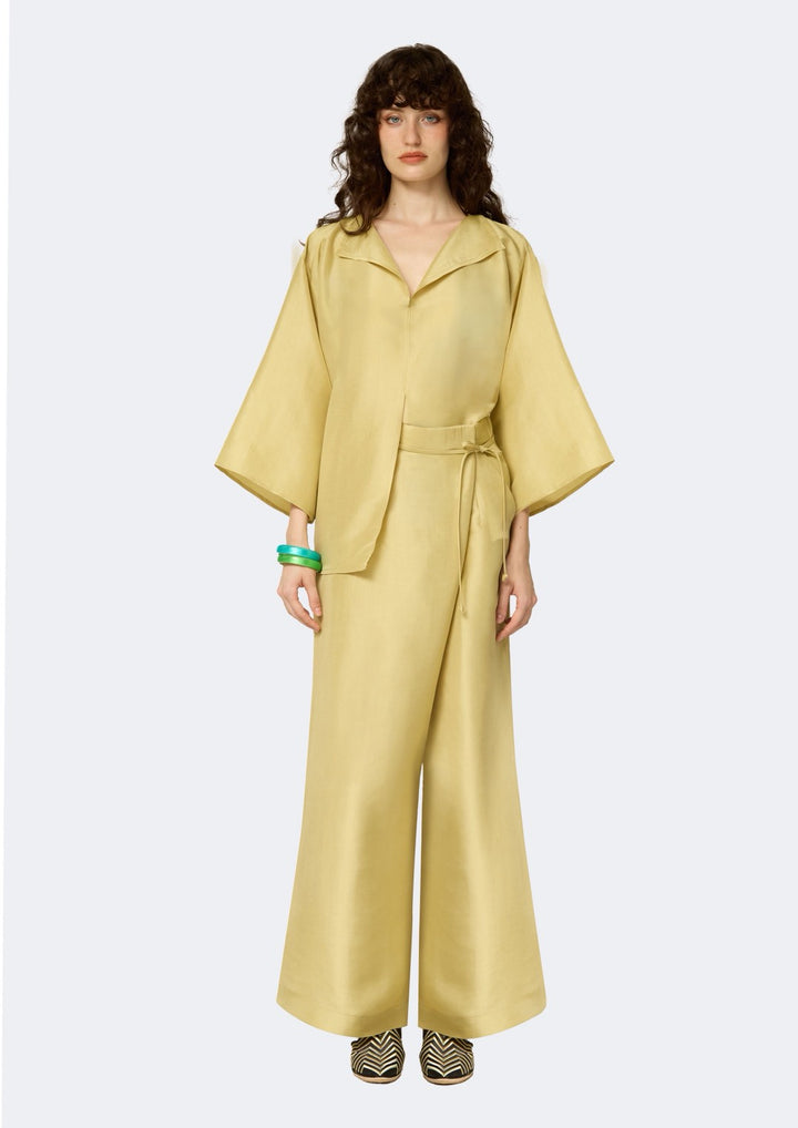 Lemon-Hued Thai Silk Blouse