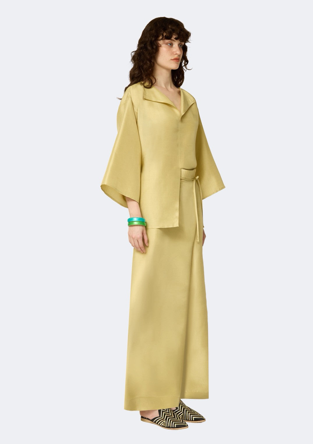 Lemon-Hued Thai Silk Blouse