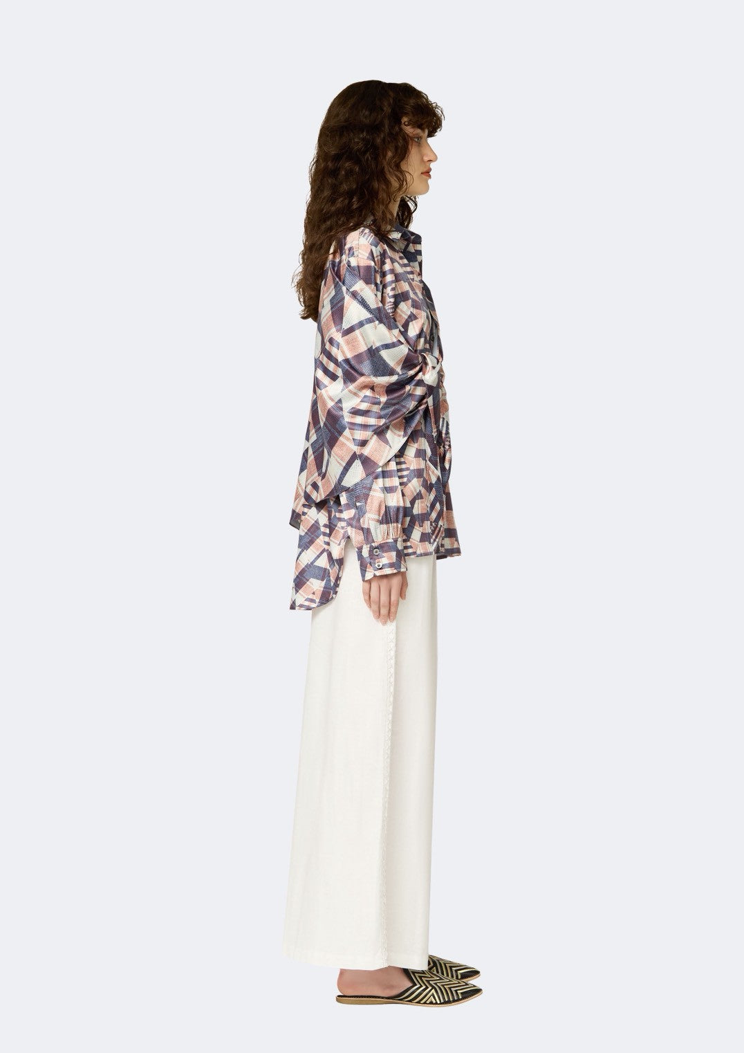 Asymmetric Draped Overlay Chiffon Shirt