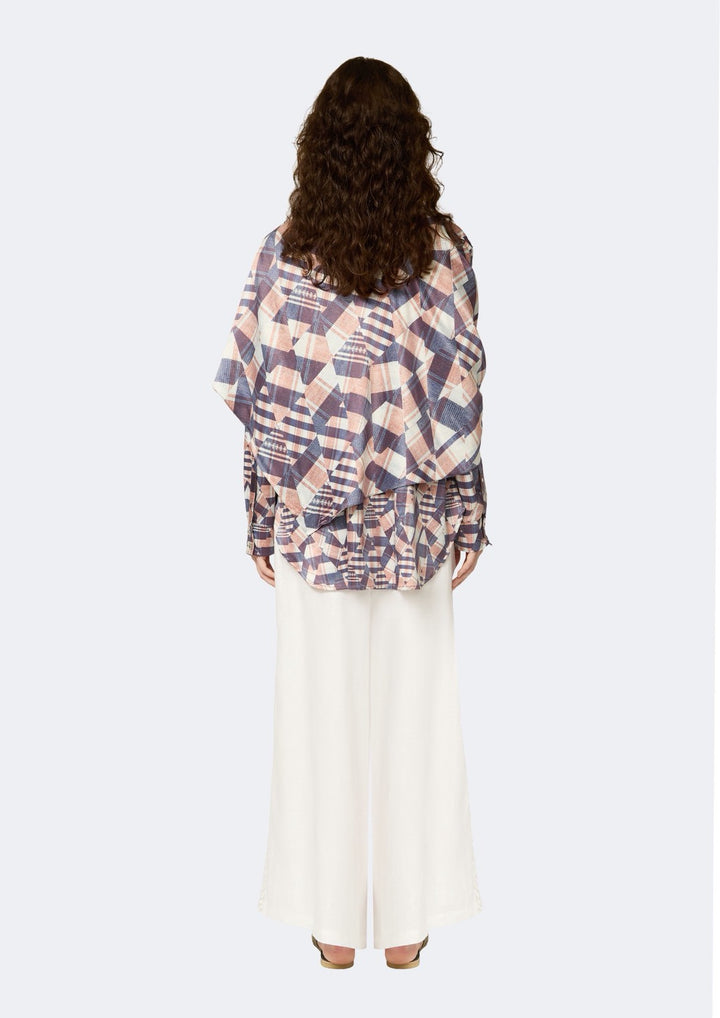 Asymmetric Draped Overlay Chiffon Shirt