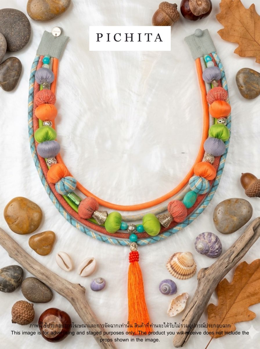 Boho-Chic Festival Textile Necklace.