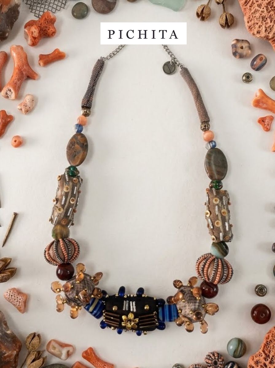 Boho-Chic Avant-Garde Fabric Necklace.