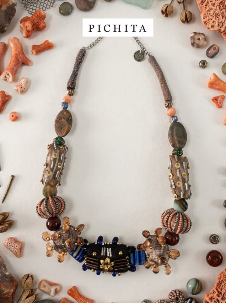 Boho-Chic Avant-Garde Fabric Necklace.