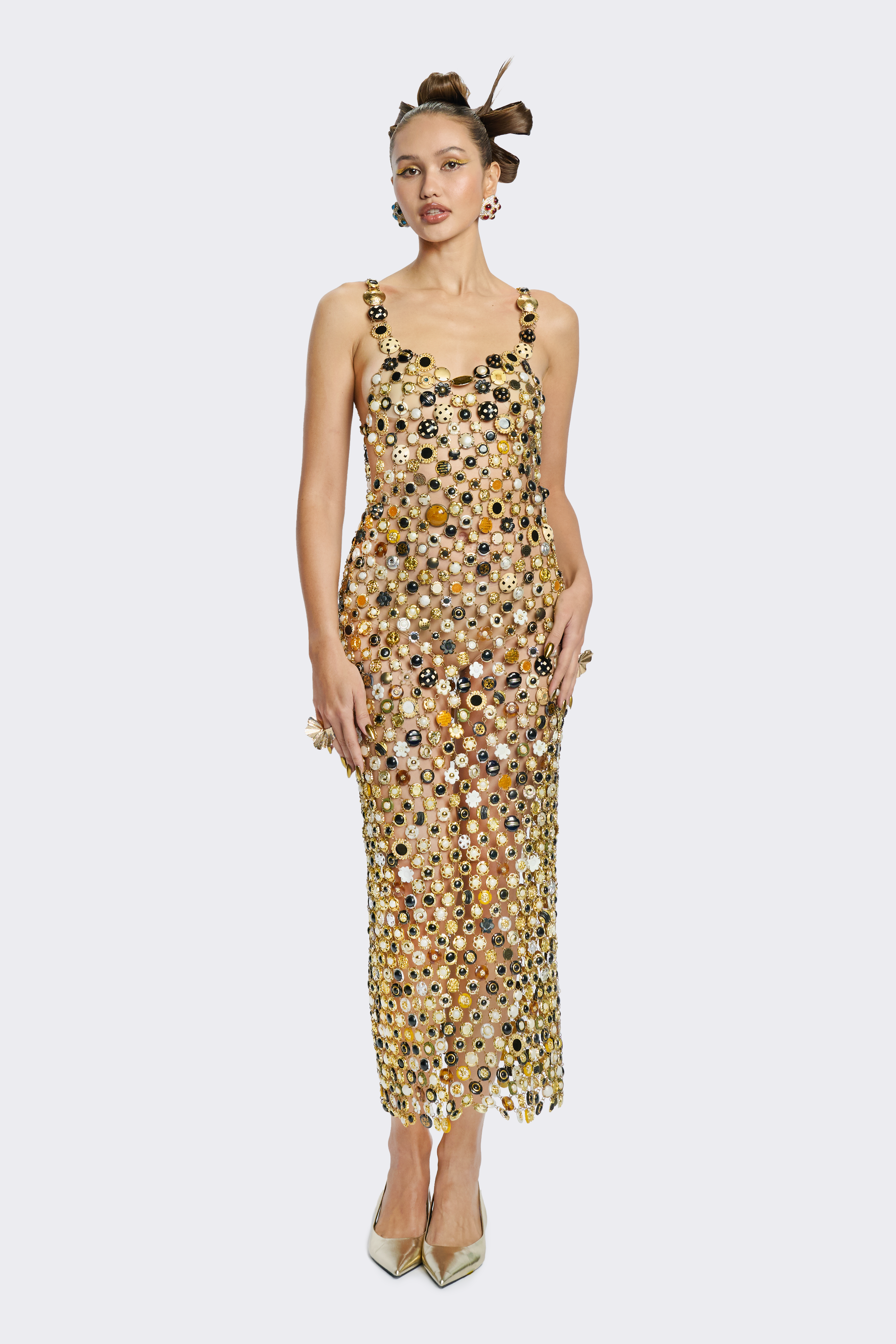Button Open-Back Dress
