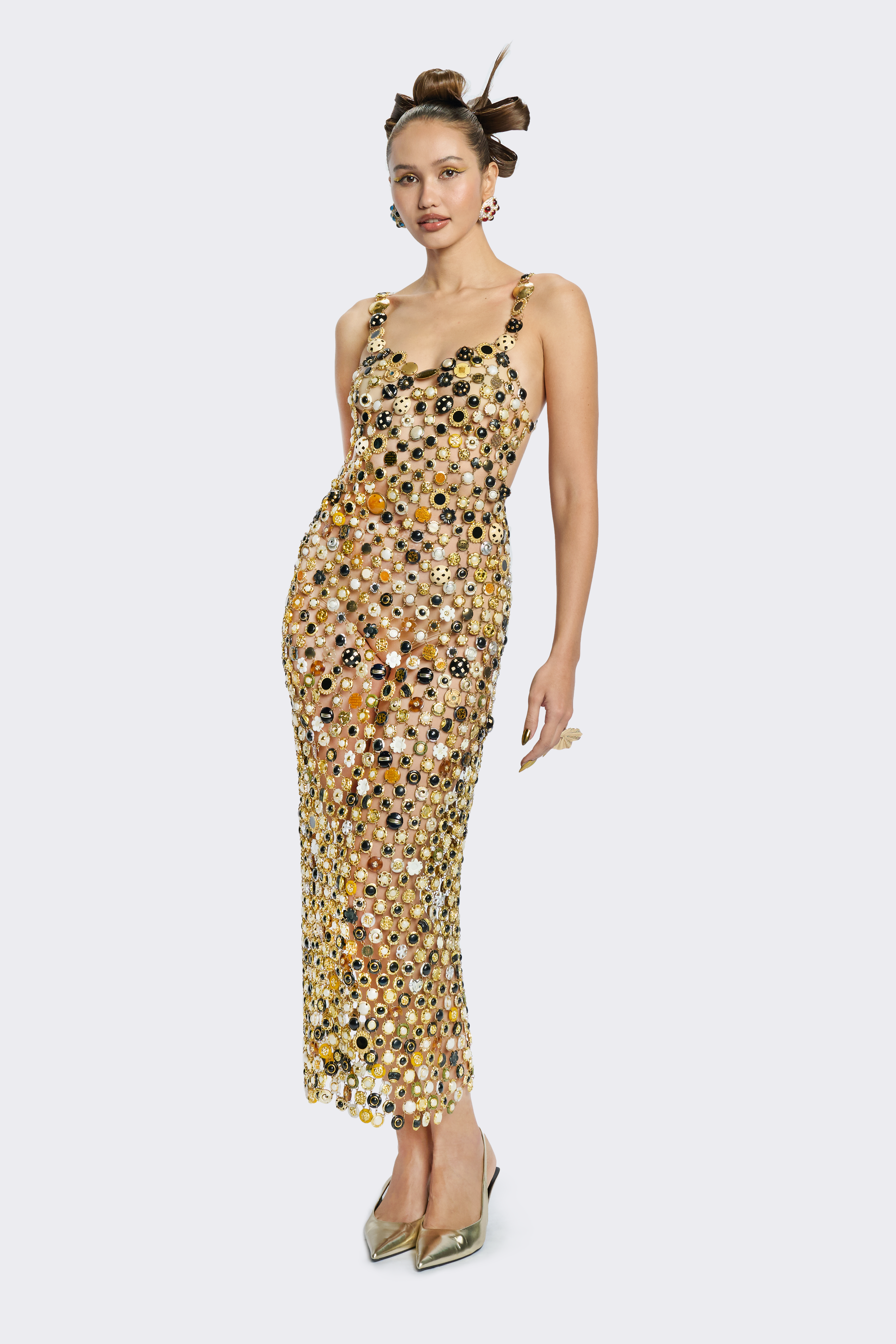 Button Open-Back Dress