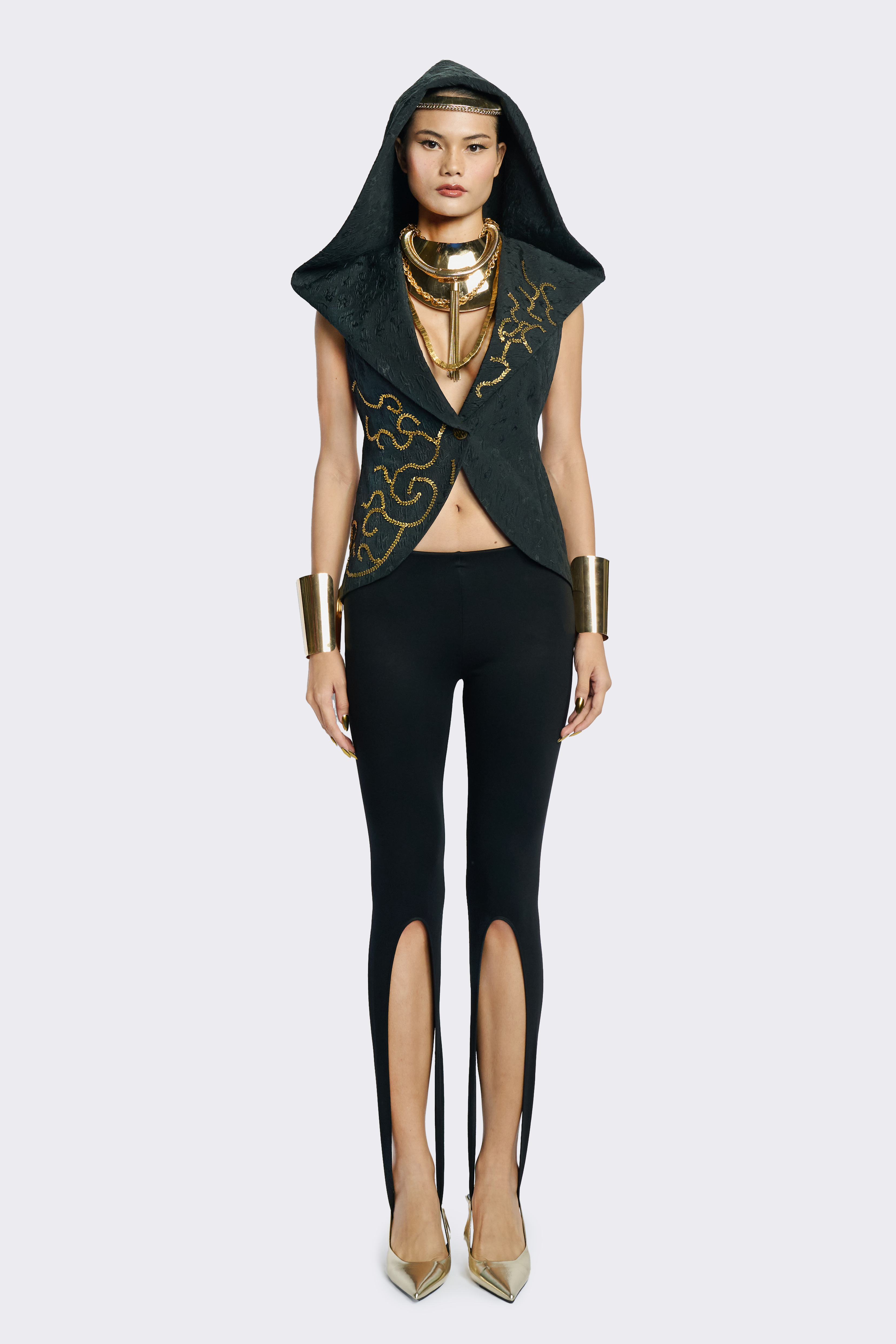 Hooded Sleeveless Jacket