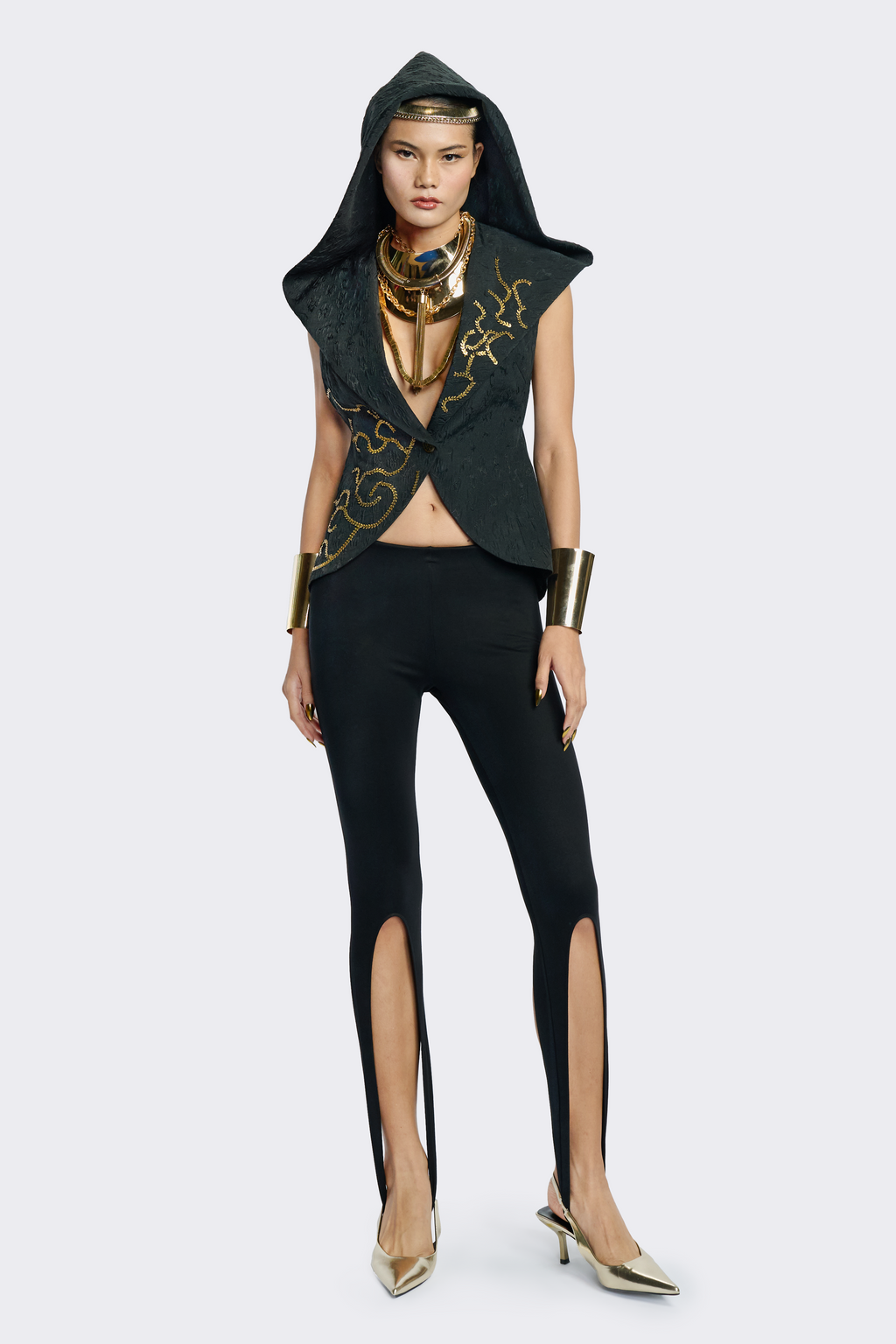 Hooded Sleeveless Jacket