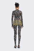 Long-Sleeve Button-Print Bodysuit