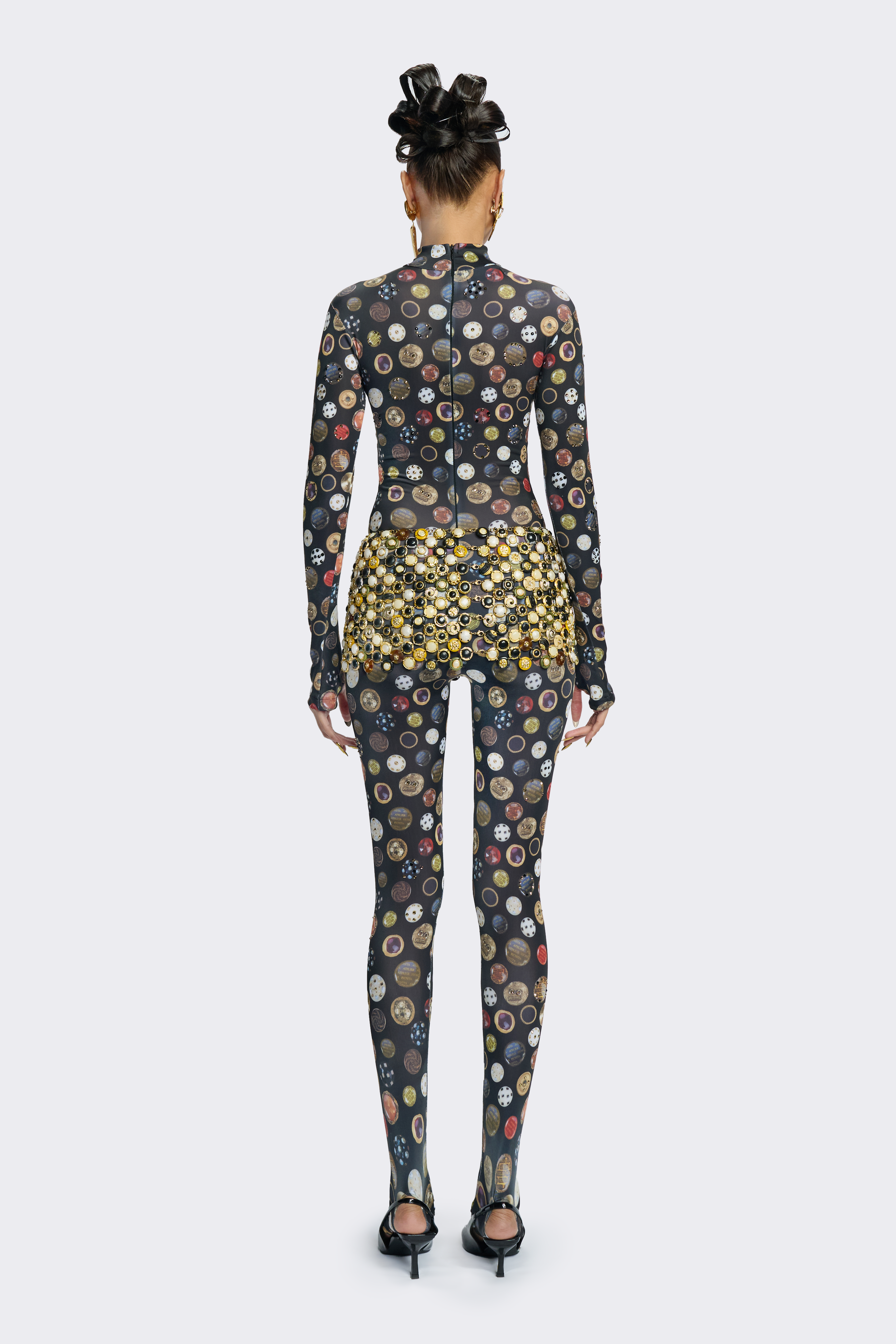 Long-Sleeve Button-Print Bodysuit