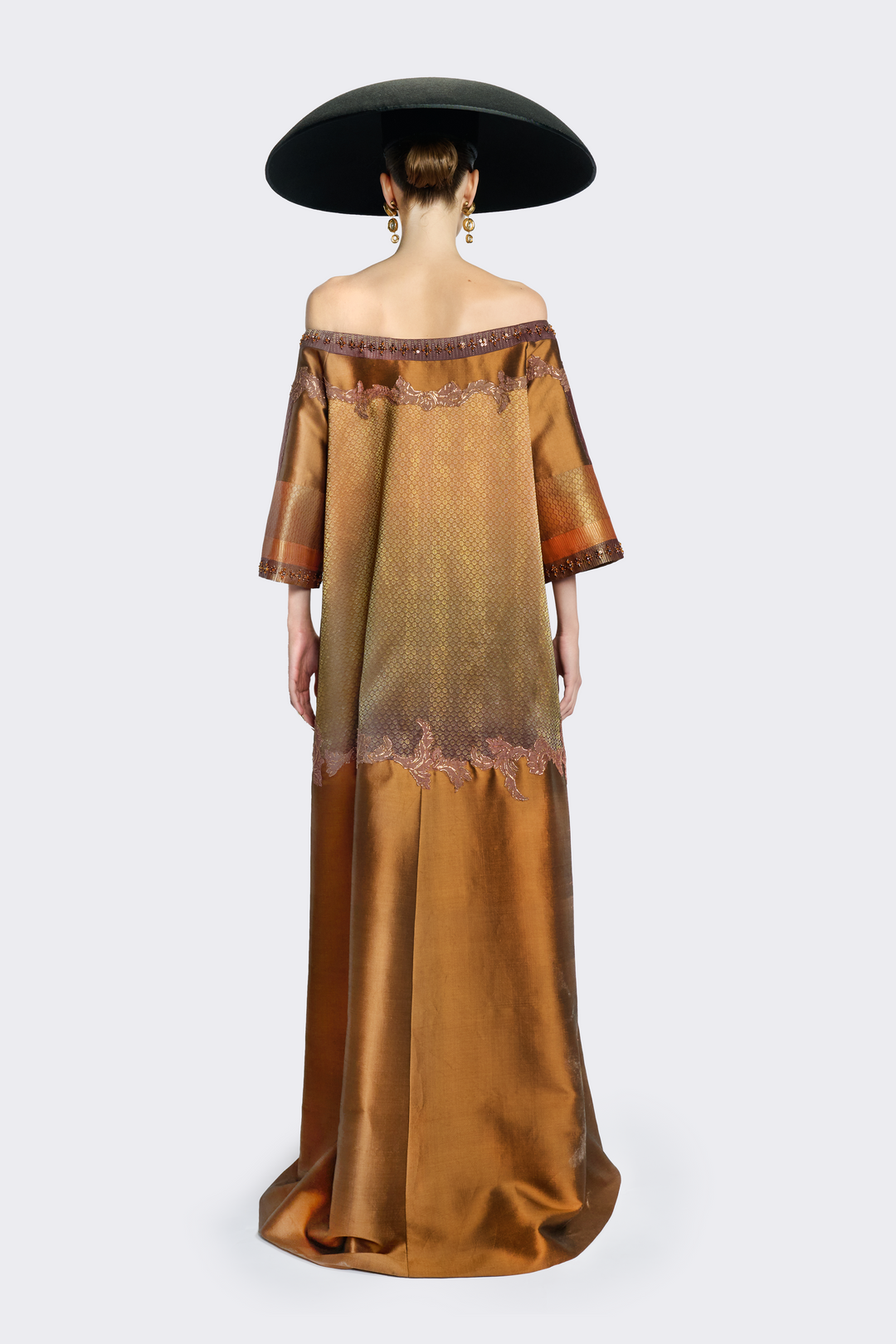 Off-Shoulder Gradient Brocade