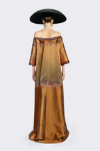Off-Shoulder Gradient Brocade