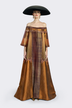 Off-Shoulder Gradient Brocade