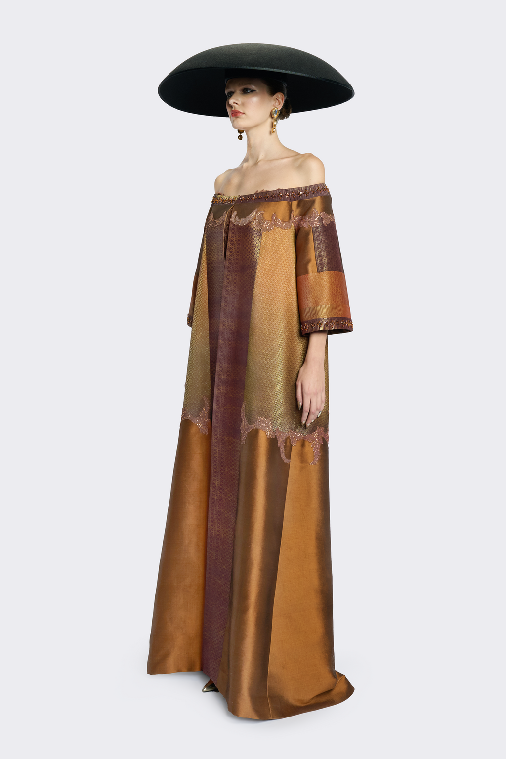 Off-Shoulder Gradient Brocade