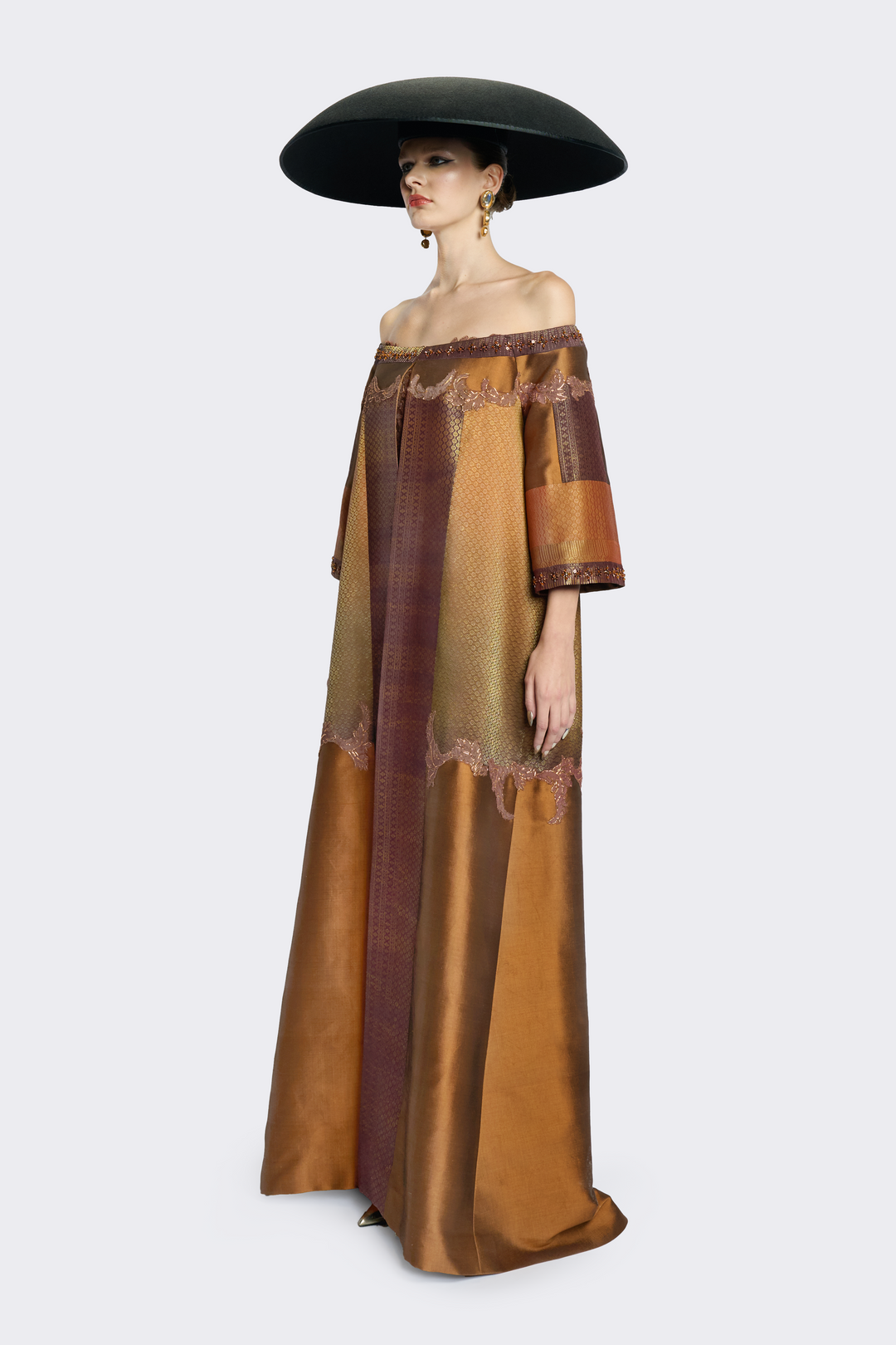 Off-Shoulder Gradient Brocade