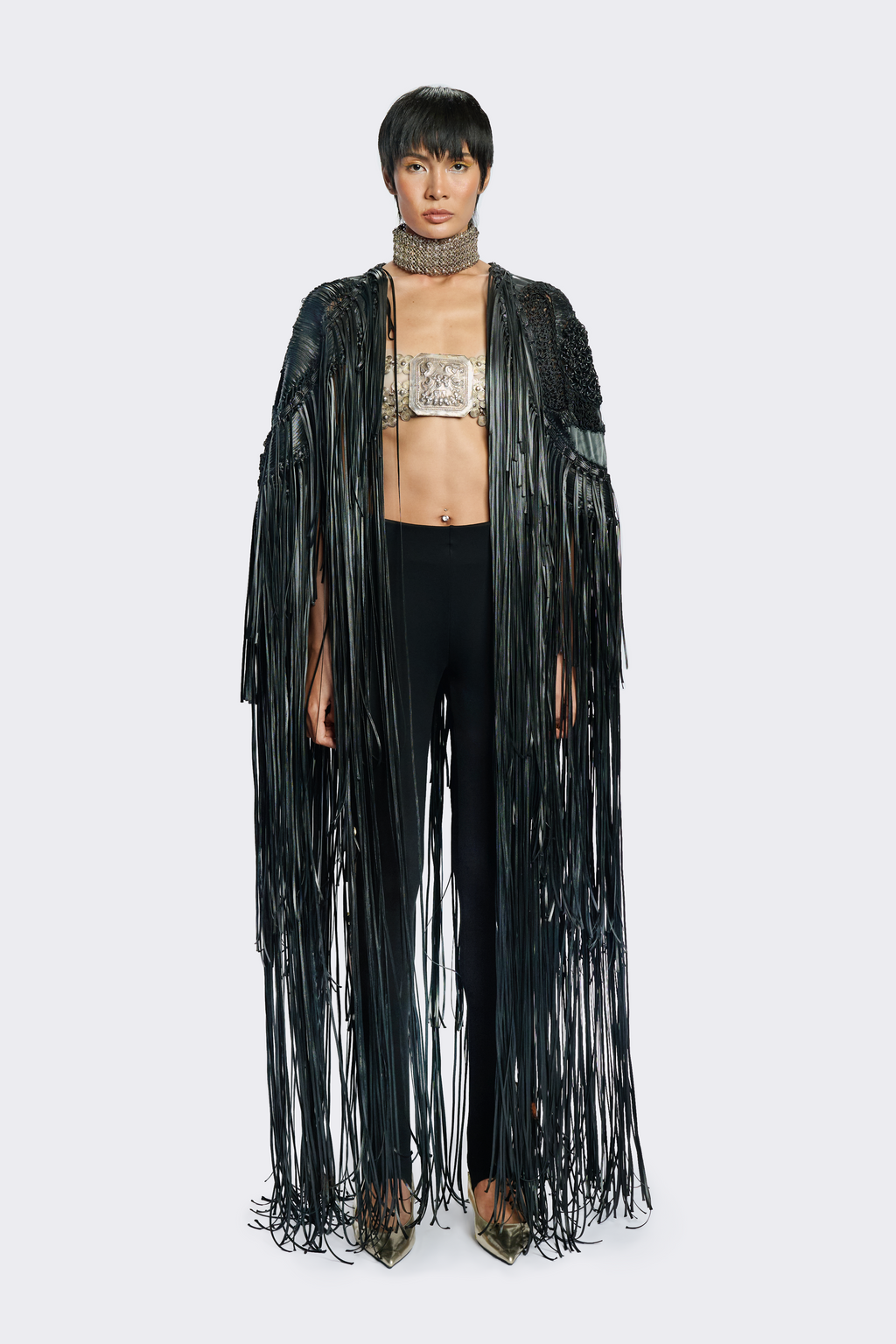 Leather Fringe Coat