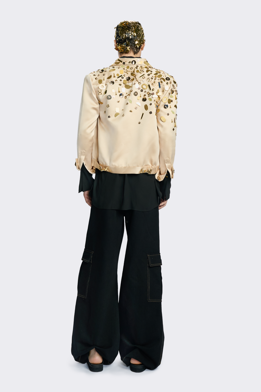 Boxy Champagne Silk Jacket