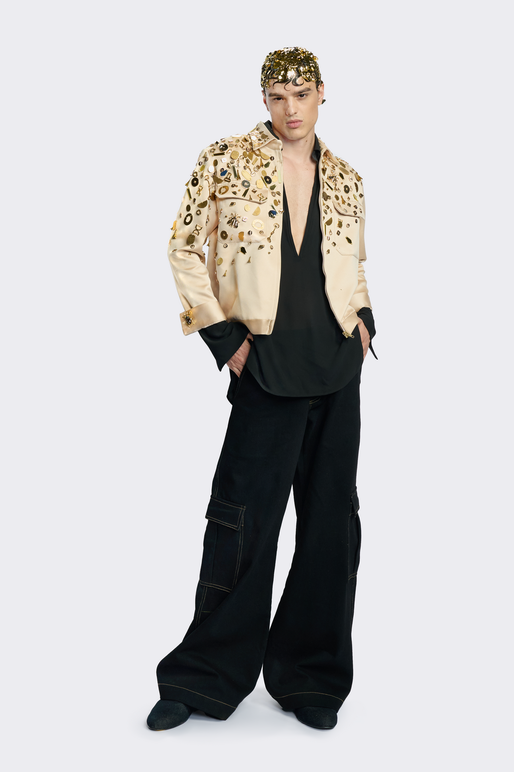 Boxy Champagne Silk Jacket
