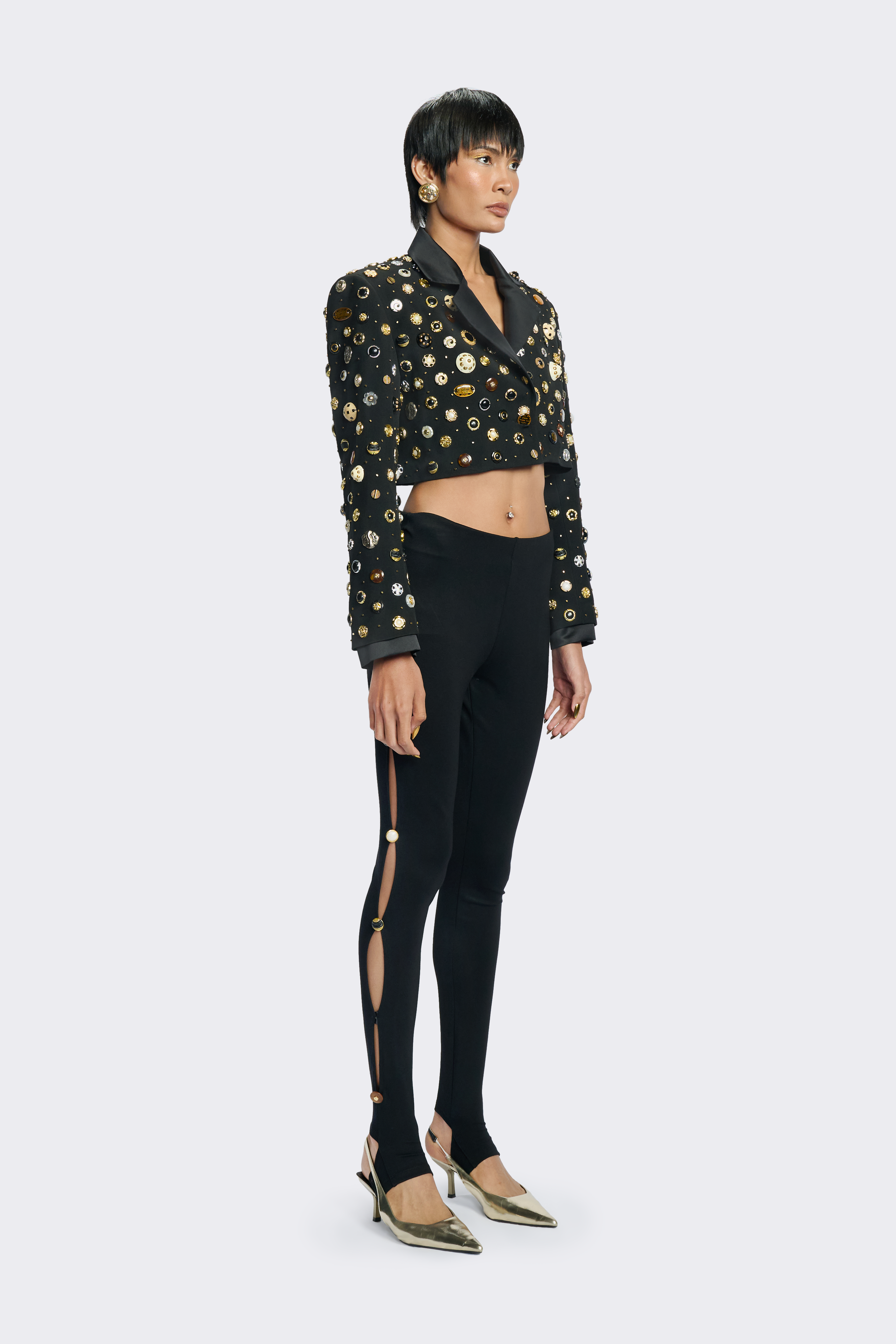 Embellished Crepe Cropped Jacket