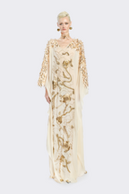 French Silk Chiffon Golden Embroidery