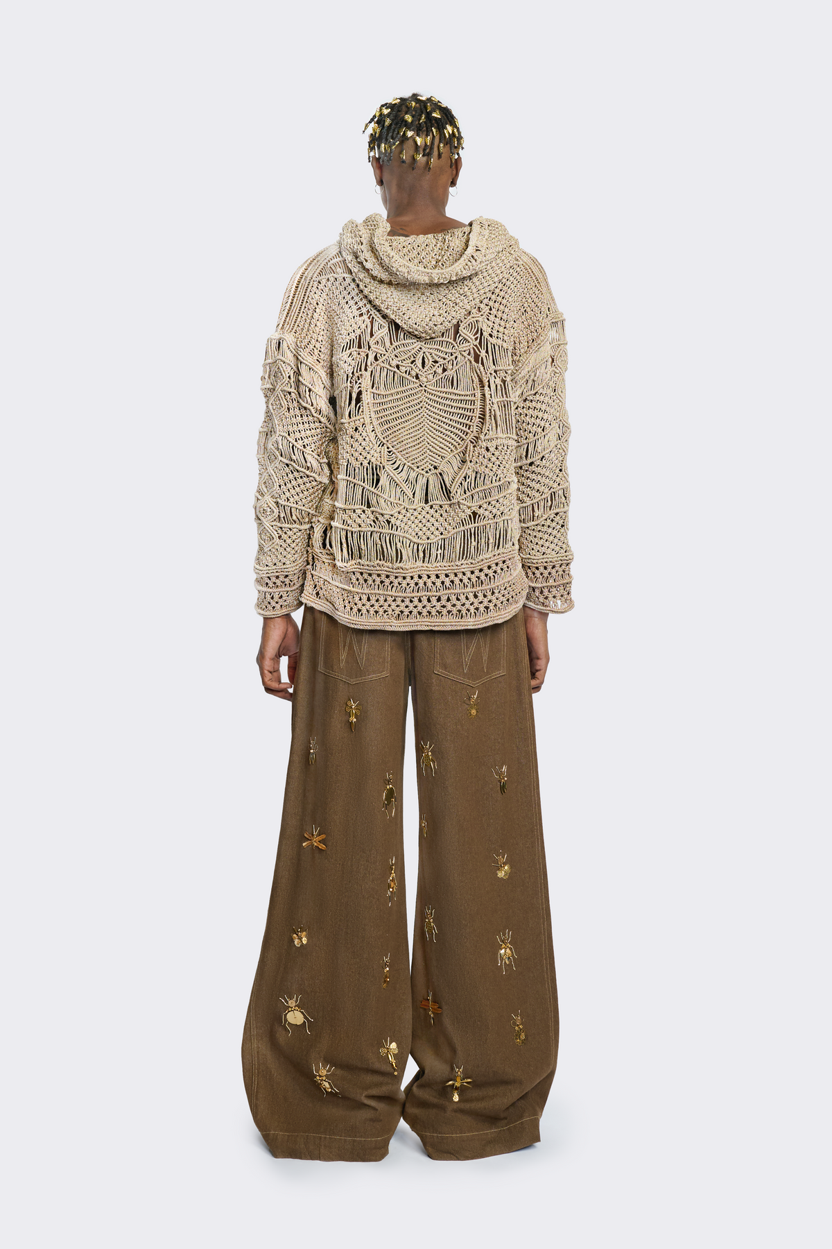 Metallic Knit Oversized Hoodie