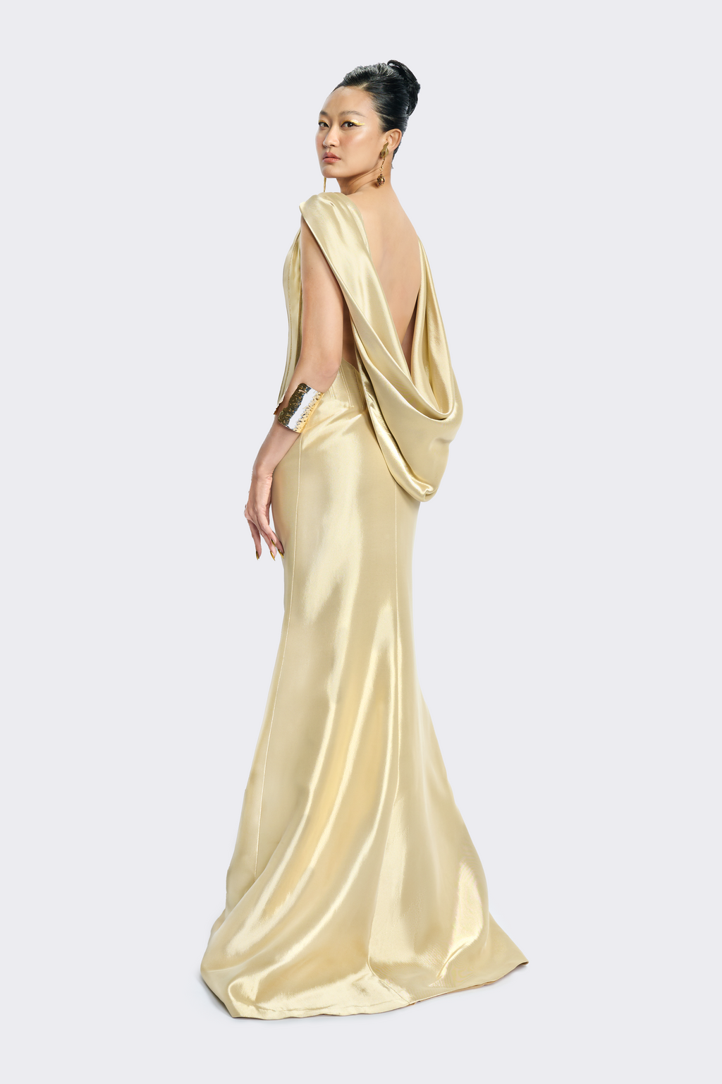 Light Gold Crepe Sleeveless Dress