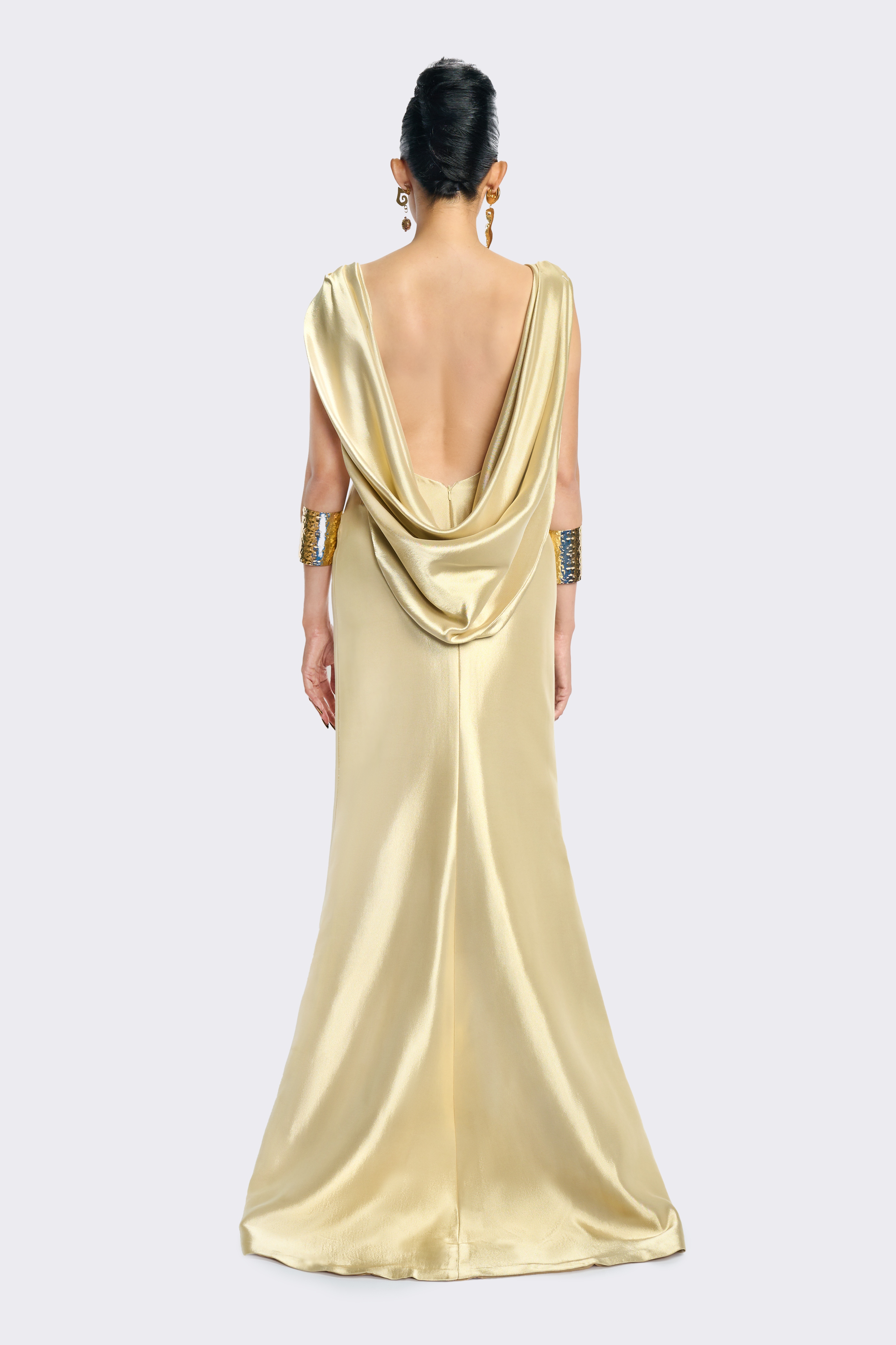 Light Gold Crepe Sleeveless Dress