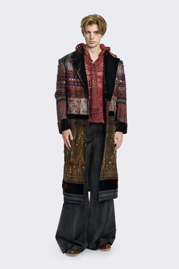 Multi-Textured Artisanal Long Coat