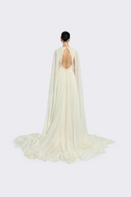 Cream Embroidery Cape Dress