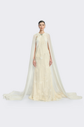 Cream Embroidery Cape Dress